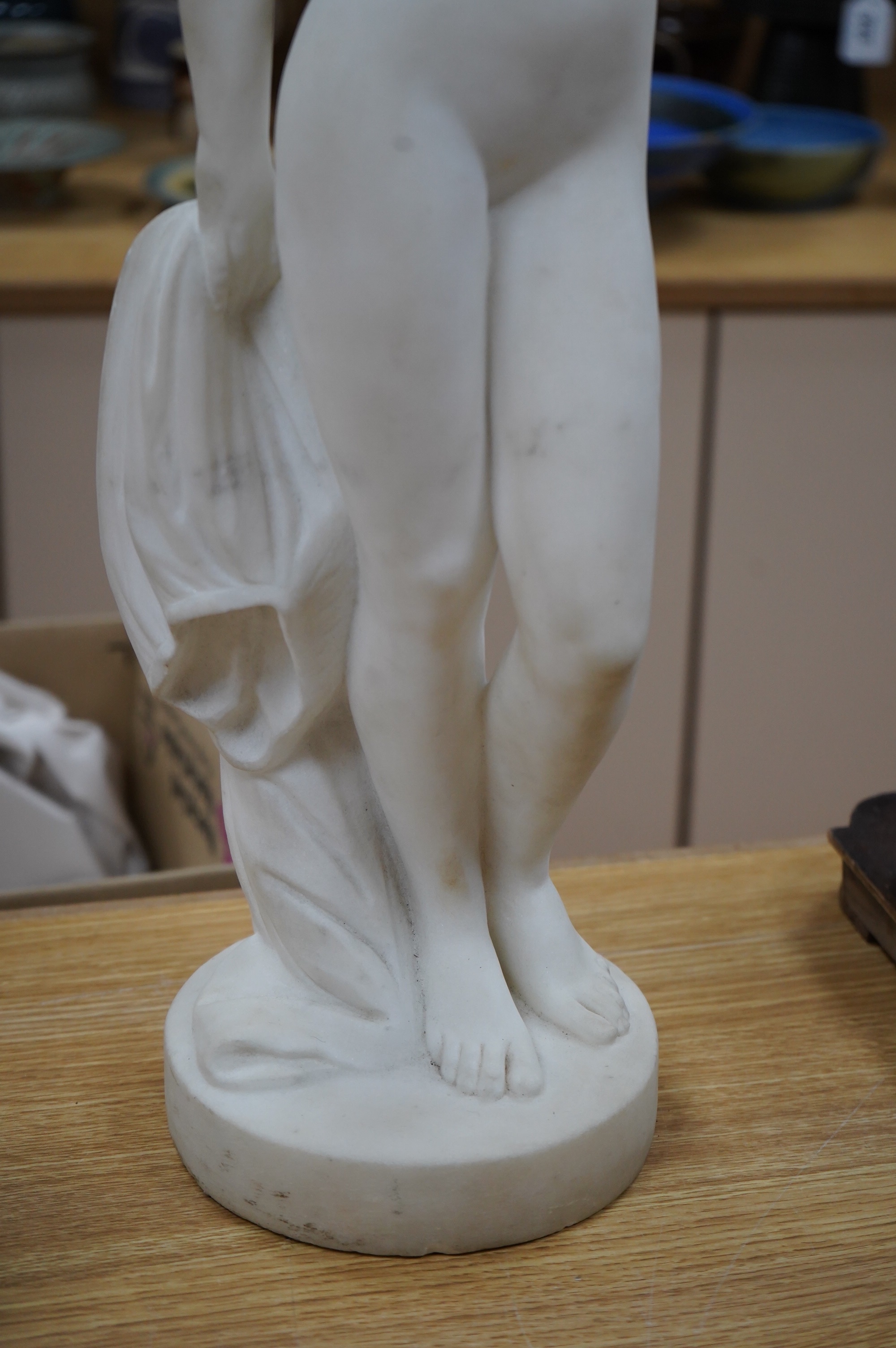 Lenhoir. A Carrara marble figure of a standing maiden, signed, 64cm high. Condition - fair to good